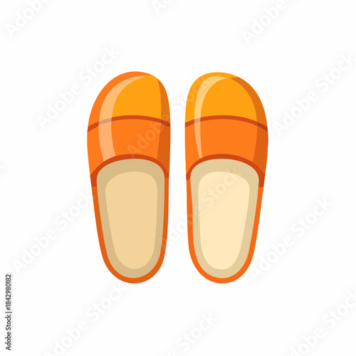 Pair of comfortable orange indoor slippers for relaxation, cozy home footwear for leisure and warmness