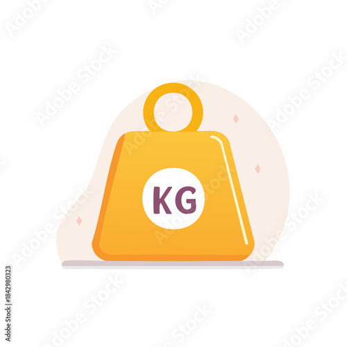 Cartoon illustration of weight kilogram. Weight, scale, mass, measuring tool in flat style, health and sport concept