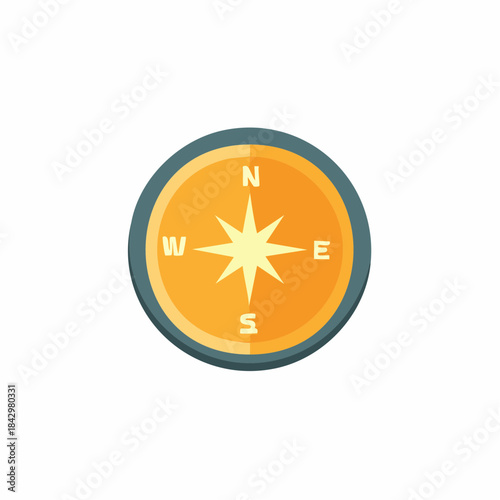 Illustration of a Compass Rose with Four Cardinal Directions