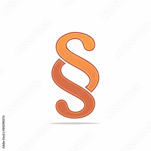 Paragraph symbol, orange abstract paragraph mark, legal concept icon