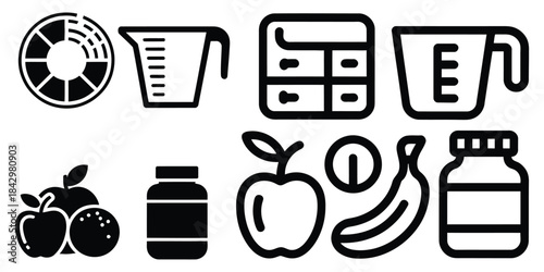 Set of web design icons vector food shopping and drink symbols