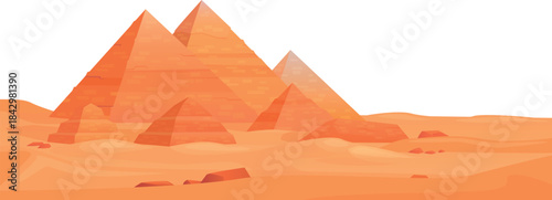 Egyptian pyramids. Ancient landmark landscape cartoon element