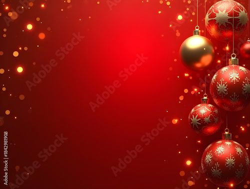 Premium Christmas 2025 Seasonal Empty Greeting Red Gold Banner