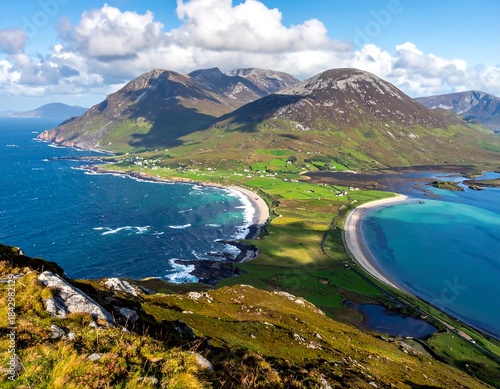Dramatic coastal scenery of Ireland's rugged landscape with mountains and beaches
