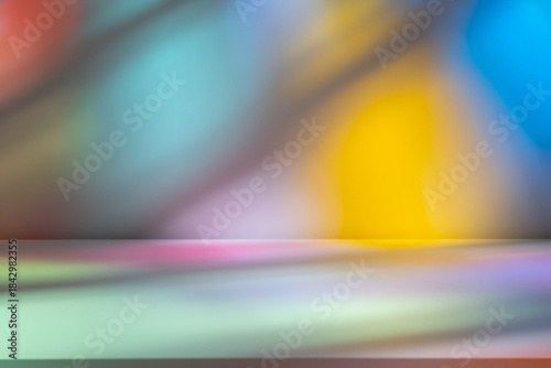 Background with colorful reflections and shadows. Stained glass lights.