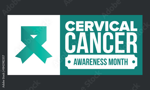 Cervical Cancer Awareness Month. Celebrate annual in January. Woman healthcare. Girl solidarity. Cancer prevention. Female disease. Medical healthcare concept. Poster, banner and background. Vector