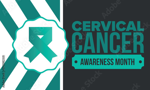 Cervical Cancer Awareness Month. Celebrate annual in January. Woman healthcare. Girl solidarity. Cancer prevention. Female disease. Medical healthcare concept. Poster, banner and background. Vector