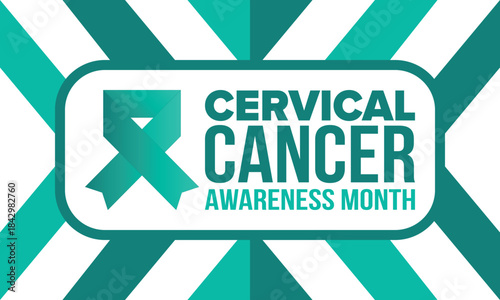 Cervical Cancer Awareness Month. Celebrate annual in January. Woman healthcare. Girl solidarity. Cancer prevention. Female disease. Medical healthcare concept. Poster, banner and background. Vector