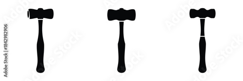 Reflex Hammer Vector Icons Set – Medical Neurological Examination Tool Silhouette Illustrations for Healthcare, Hospital, Diagnosis, and Physiotherapy Design