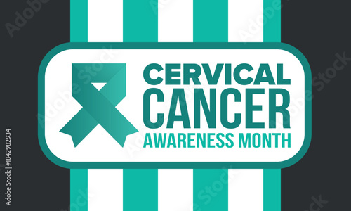Cervical Cancer Awareness Month. Celebrate annual in January. Woman healthcare. Girl solidarity. Cancer prevention. Female disease. Medical healthcare concept. Poster, banner and background. Vector