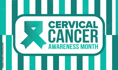 Cervical Cancer Awareness Month. Celebrate annual in January. Woman healthcare. Girl solidarity. Cancer prevention. Female disease. Medical healthcare concept. Poster, banner and background. Vector