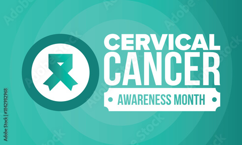 Cervical Cancer Awareness Month. Celebrate annual in January. Woman healthcare. Girl solidarity. Cancer prevention. Female disease. Medical healthcare concept. Poster, banner and background. Vector