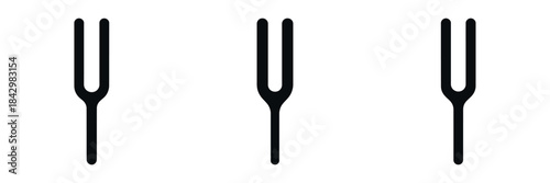Tuning Fork Vector Icons Set – Medical Hearing Test Tool Silhouette Illustrations for Healthcare, Hospital, Otolaryngology, Neurology, and Diagnostic Examination Design