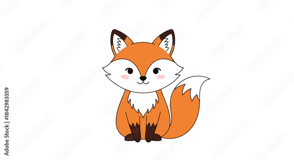 Obraz premium A cute cartoon illustration of a fox sitting.