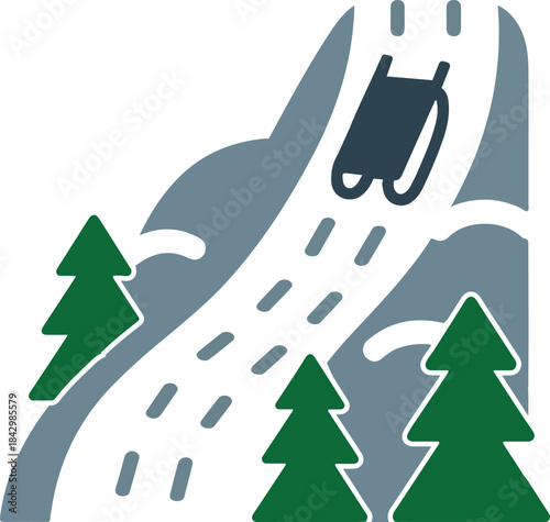 Sledding slope icon