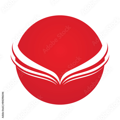 Abstract red circle logo with elegant white wing-like curves, representing freedom, ascension, and dynamic progress. A modern graphic for versatile branding