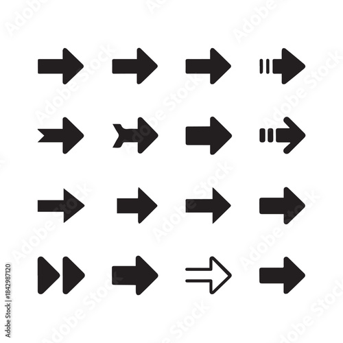 PrinComputer Cursor Arrow Icons and Modern Media Player Button Collection.t