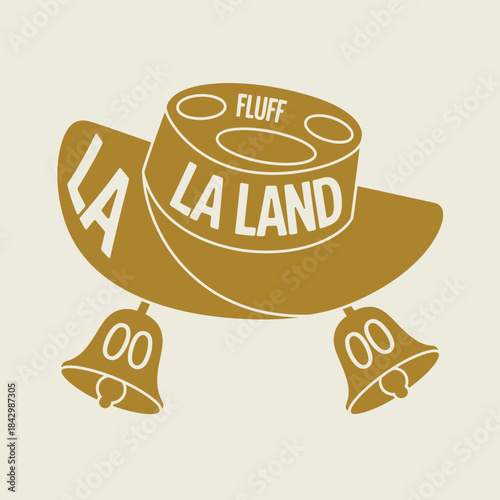 Stylized la la land hat design featuring bells and the text hat 2026