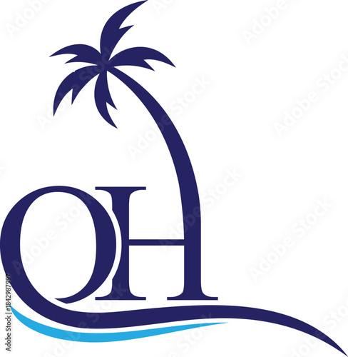 Letter OH beach logo
