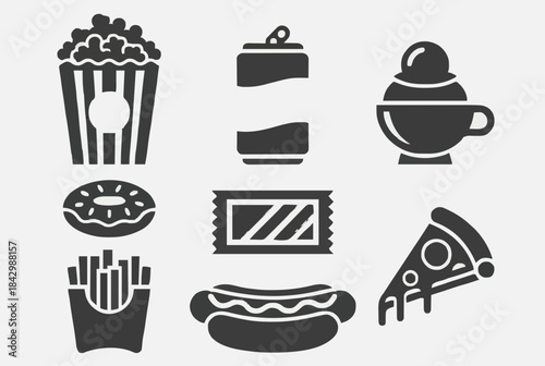 Modern food icons for menus and advertising