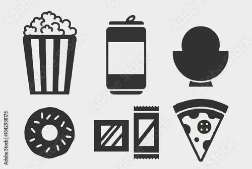 Movie snacks and treats icons