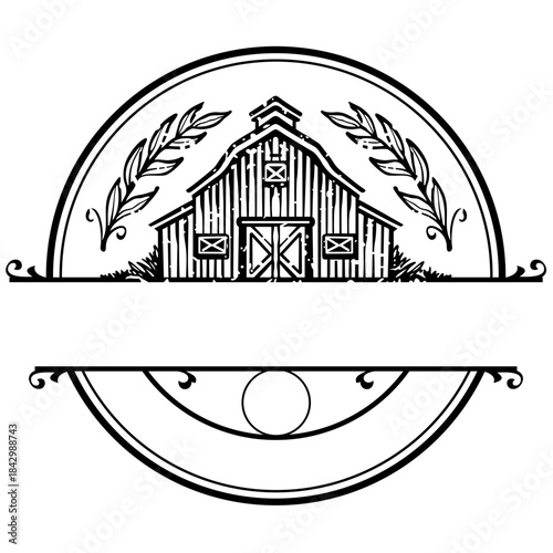 Farm house with leaf Logo