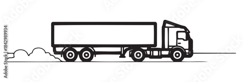 Truck line art icon on white background for logistics, transportation and freight industry content