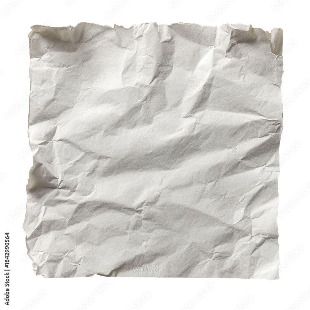 Obraz premium A crumpled sheet of paper with torn edges rests against a black background creating stark contrast and highlighting the texture and creases of the paper