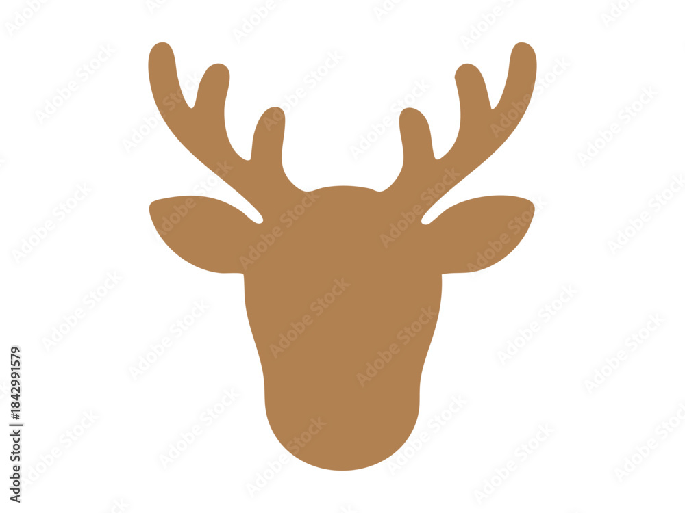 Obraz premium Golden silhouette of christmas reindeer head, isolated on white background. concept of wildlife, antlers, festive, christmas decor, holiday season, rustic design element