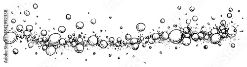 Hand drawn vector sketch of floating soap bubbles and foam