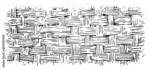 Hand drawn vector sketch of a woven basket or fabric texture pattern