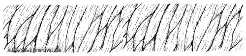 Hand drawn horizontal texture of stylized animal fur or bird feathers in sketch style