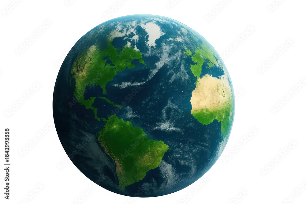 Obraz premium Earth globe spinning on transparent background, showing north america, south america, europe, and africa continents
