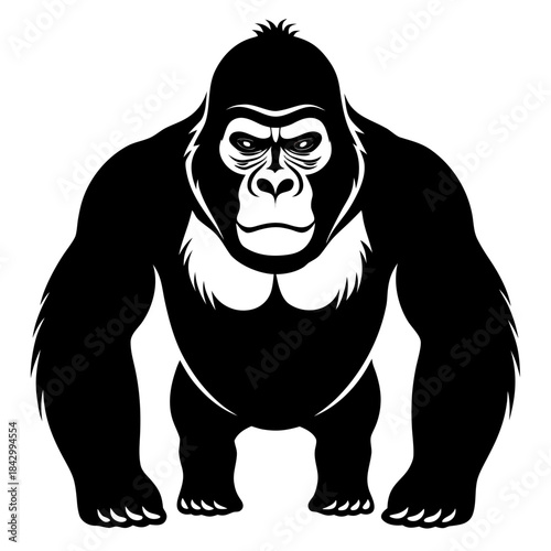 Eastern Gorilla Silhouette Vector – Minimal Design on White Background