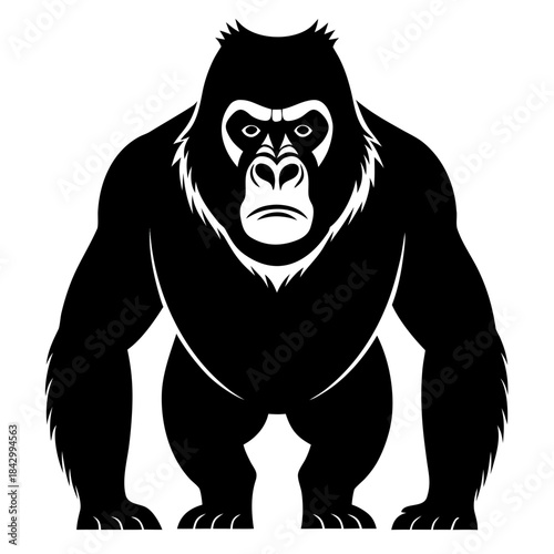 Eastern Gorilla Silhouette Vector – Minimal Design on White Background