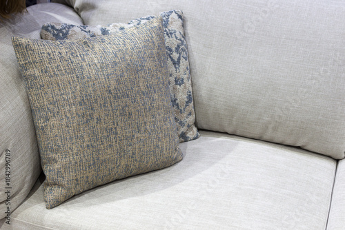 Decorative cushions on the sofa, close-up
