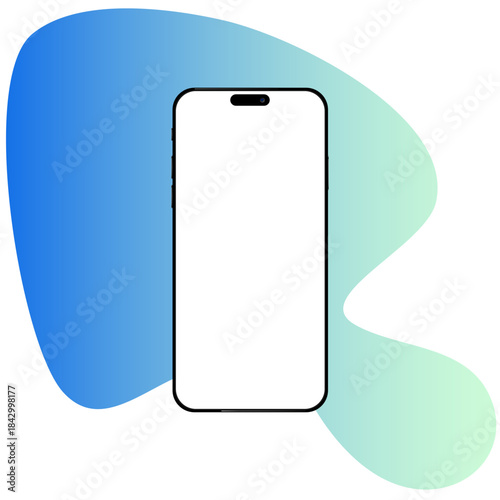 The frame of the smartphone is smaller than the empty screen, rotated position. 3d isometric illustration of a cell phone. Perspective presentation of the smartphone. Template for infographic or prese