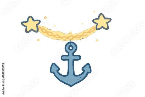 Necklace with a blue anchor and two stars