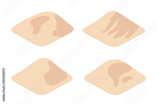Eroded Sand Forms. Isometric vector illustration set Eroded sand forms: smooth indentation flow, wind-swept texture, softened