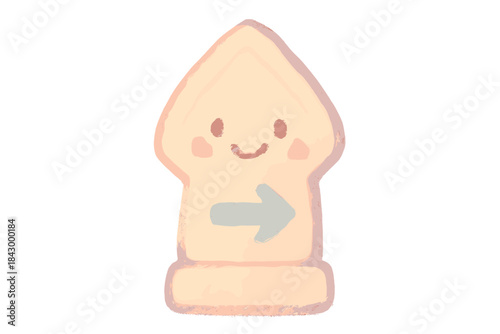 Cartoonish looking object with a smiley face on it