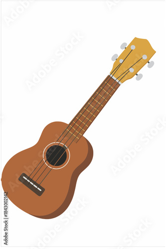 Brown wooden ukulele producing music for performance and education