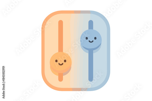Playful Light Adjuster. A playful "light temperature" adjuster for evening with tiny smiling sliders, soft rounded friendly shapes