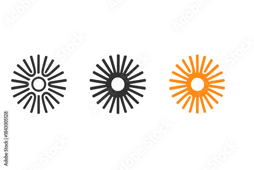 Symmetrical Spore Icons. three minimal vector icons of a symmetrical spore print pattern representing biological identity, line