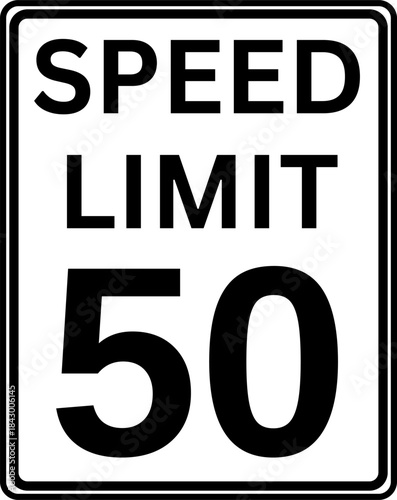 Speed Limit 50 mph Traffic Sign Vector