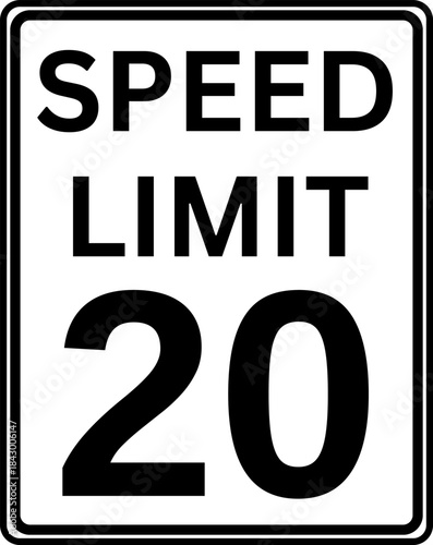 Speed Limit 20 mph Traffic Sign Vector