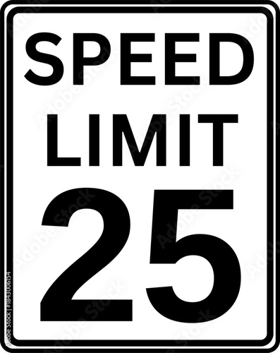 Speed Limit 25 mph Traffic Sign Vector
