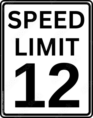 Speed Limit 12 mph Traffic Sign Vector