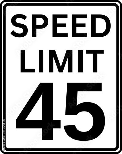 Speed Limit 45 mph Traffic Sign Vector