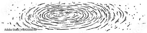 Hand drawn vector banner showing concentric ripple vortex