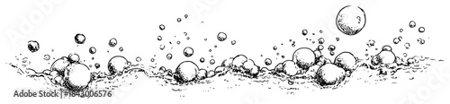 Hand drawn water bubbles splash line art
